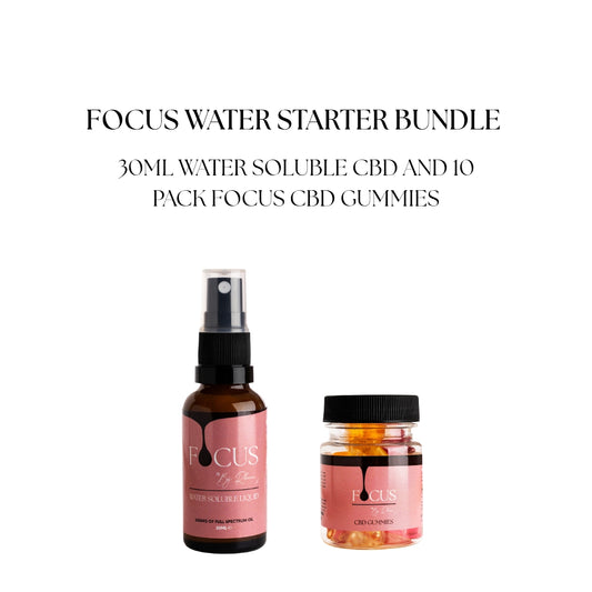 FOCUS WATER STARTER BUNDLE - 30ML WATER SOLUBLE CBD AND 10 PACK CBD GUMMIES